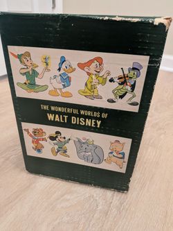 Vintage 1965 Wonderful Worlds of Walt Disney 4 Book Box Set Golden Press Complete
