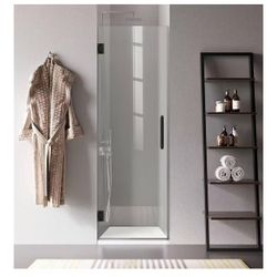 Hinged Shower Door, 24" W X 72" H Bathroom Shower Doors Clear Glass Shower Panel, 5/16" (8mm) Frameless Tempered Glass Shower Door in Matte Black with
