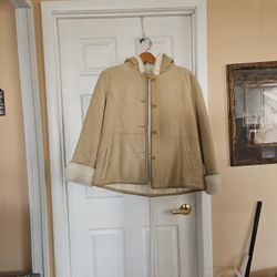 Ladies heavy leather jacket. Size large.