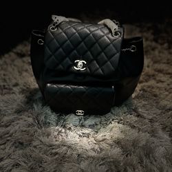 CHANEL Lambskin Quilted Small Duma Drawstring Backpack Black