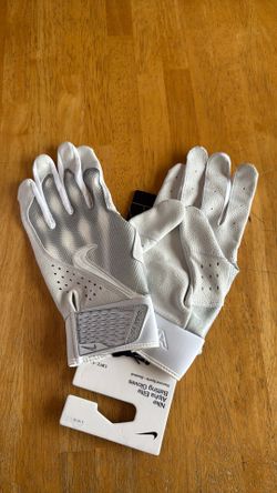 New Nike Alpha Elite Batting Gloves White Silver Gray L Large