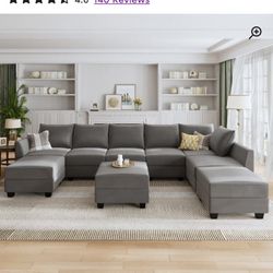 Grey sectional Couch With Ottoman Brand New 