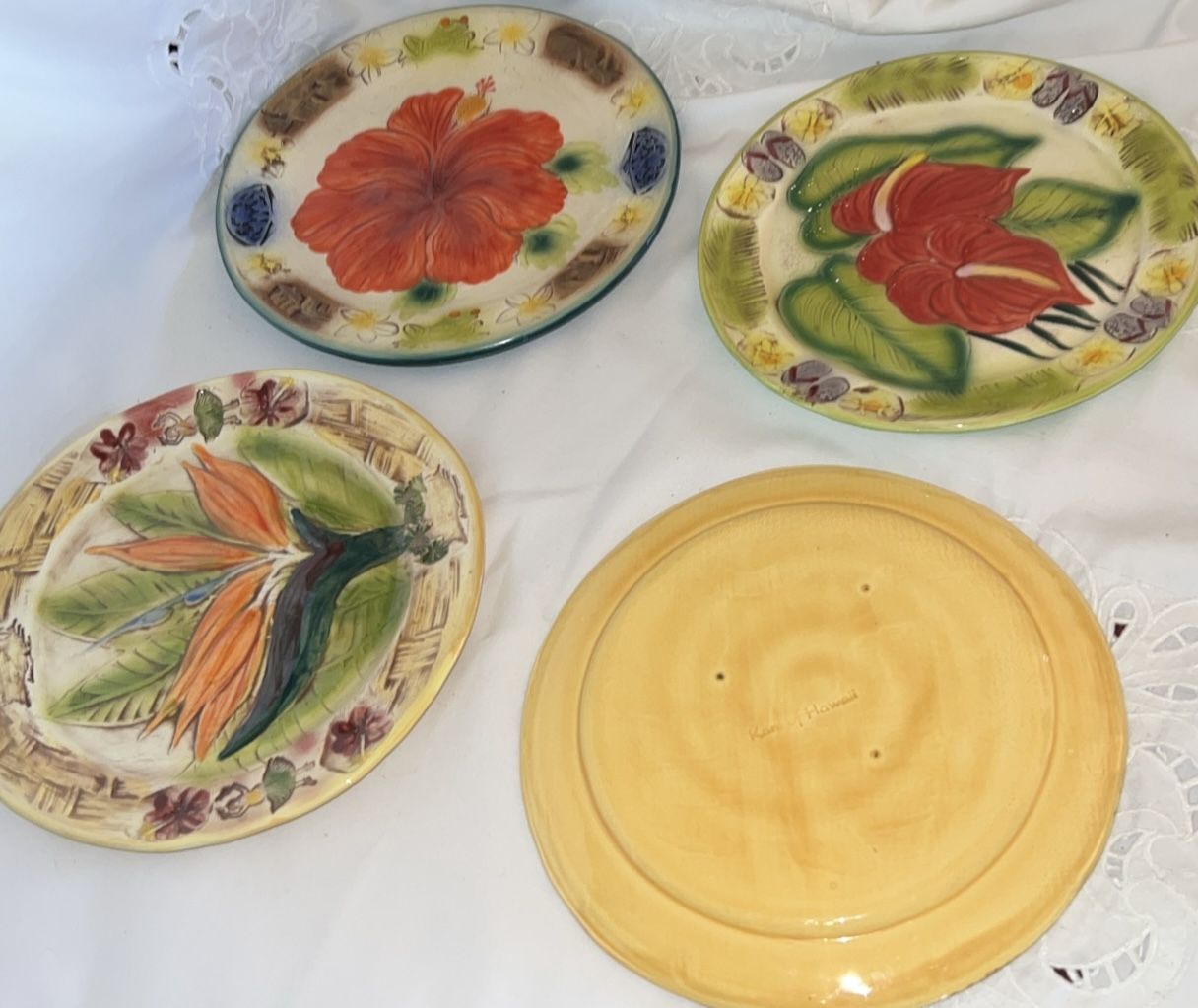 4 Vintage Kani of Hawaii 10" Dinner Plates Vintage