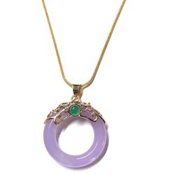 Purple Jade jadeite circle smooth and luck pendant necklace lavender violet