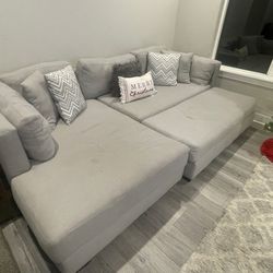 Couch With Left Sided Chaise and Full Length Ottoman 