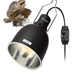 Reptile Light Fixture with Dimmable Switch,5.5 inch Deep Dome Lamp Fixture for Reptile Tank Terrarium,Optical Reflection Cover for UVB UVA Bulb Baskin
