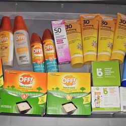 Off Insect Repellent Family Care Unscented, Deep Woods, Backyard, Walgreens Sunscreen SPF 30, SPF 50, SPF 70 Babyganics Natural Insect Repellent Wipes
