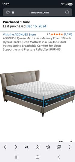 Queen mattress and bed frame