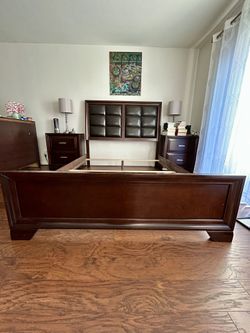 Dark Brown Queen Wooden Bed Frame