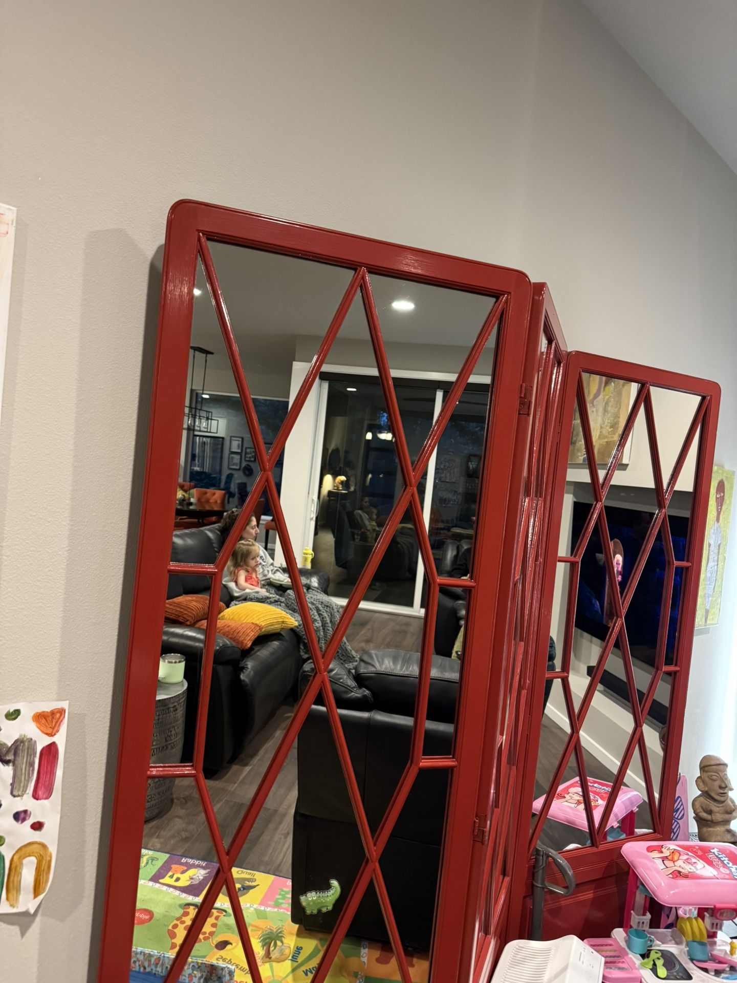 3 Paneled Mirrored Screen