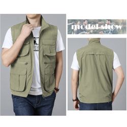 Men's Outdoor Workout Vest Lightweight Travel Photo Vest Sleeveless Jacket