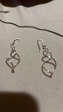 Silver Twisted Wire Drop Earrings