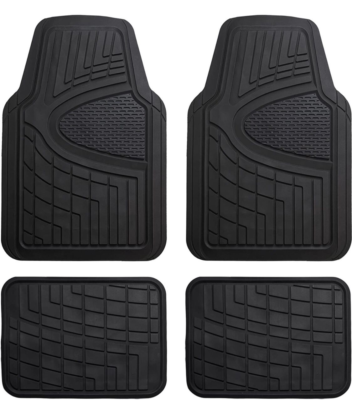 FH Group Automotive Floor Mats - Heavy-Duty Rubber Floor Mats for Cars, Universal Fit Full Set, Climaproof Floor Mats, Trimmable Floor Mats for Most S