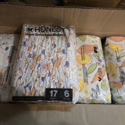 The Honest Company Comfort Dry Disposable Diapers Plant-Based Sustainable All Letters and It's a Pawty Club Box Size 6 35and lbs 68 Count