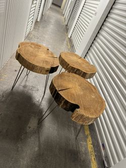 Raw Edge Cedar Side Tables (3)