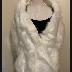 White Faux Fur Shawl