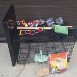 Budgie/Parakeet cage w/ accessories and food