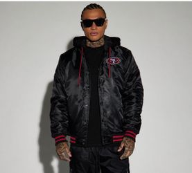 NFL, Men's Plus, SF 49ers, Black Hooded Jacket, New With Tags