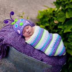 Purple Bee Full covered Baby Photoshoot Prop Dress 0-6 months