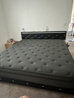 king bed and bedframe (no box springs needed)