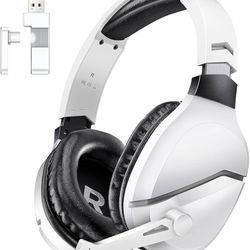 Wireless Gaming Headset with Noise Canceling Microphone for PS5, PC, PS4, 2.4G/Bluetooth Gaming Headphones with USB and Type-c Connector, Wired Mode f