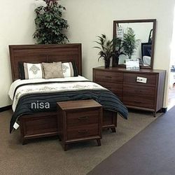 🍂$39 Down Payment 🍂SPECIAL] Millie Cherry Brown Panel Bedroom Set