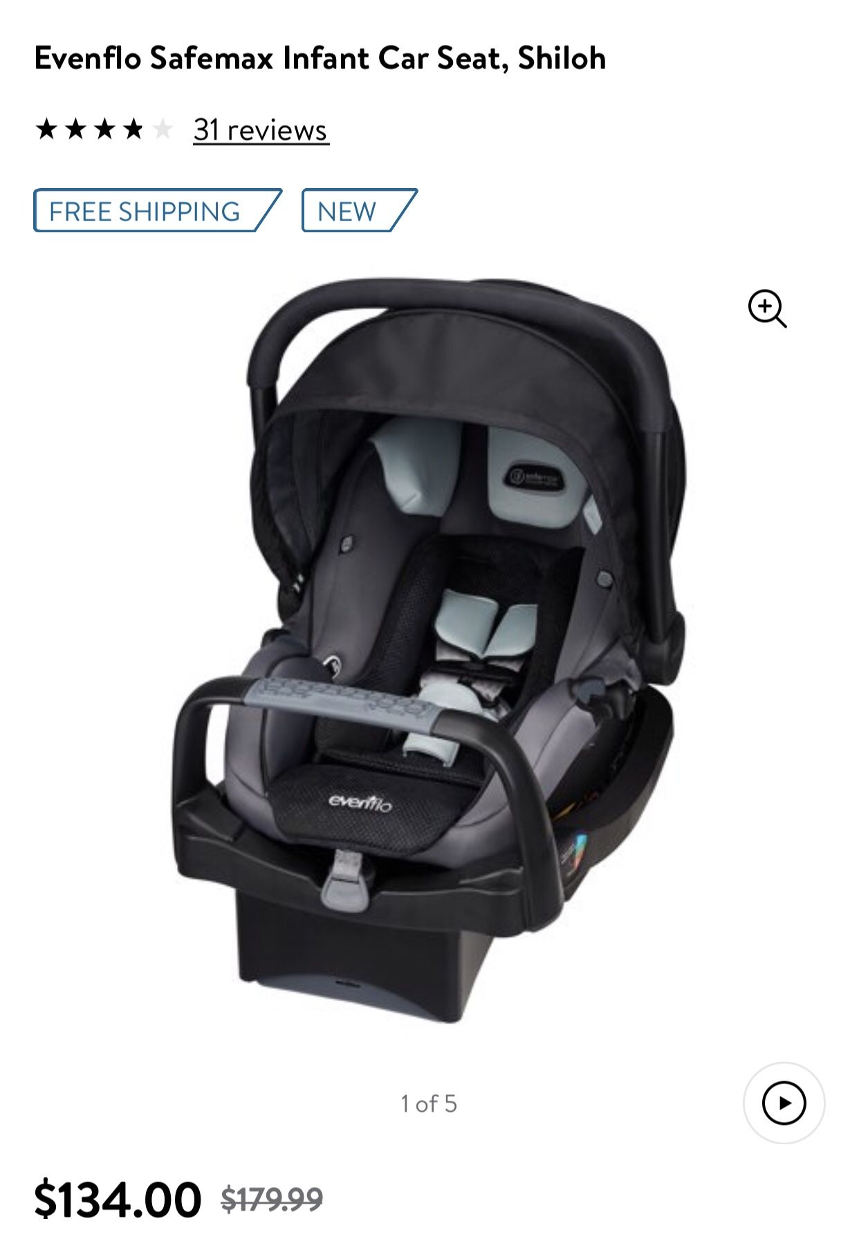 Evenflow Safemax infant car seat + 2 bases