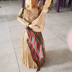Straw Wood Christmas Angel With Wings Guitar 
