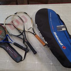 Tennis Rackets And Babolat Bag