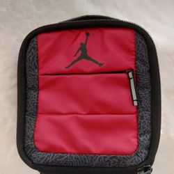 Jordan Red and Black Polyester Lunch Bag with Handle and Zip Lid, Used