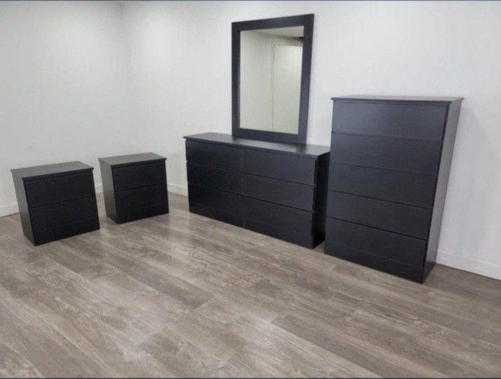 Dresser With Mirror, Chest And Two Nightstands 🌌 Comoda Con Espejo, Gavetero Y Dos Mesitas De Noche 🌌