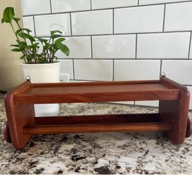 Vintage MCM 1970’s Teak Wood Spice Shelf w/Towel Holder Danish Design