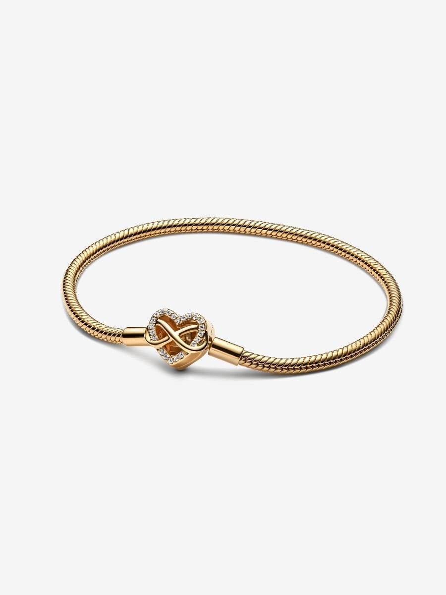 Pandora Sparkling Infinity Heart Clasp Snake Chain Bracelet
14k gold plating