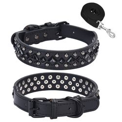 Edgy Studded Dog Collar & Leash Set: Durable, Stylish Design