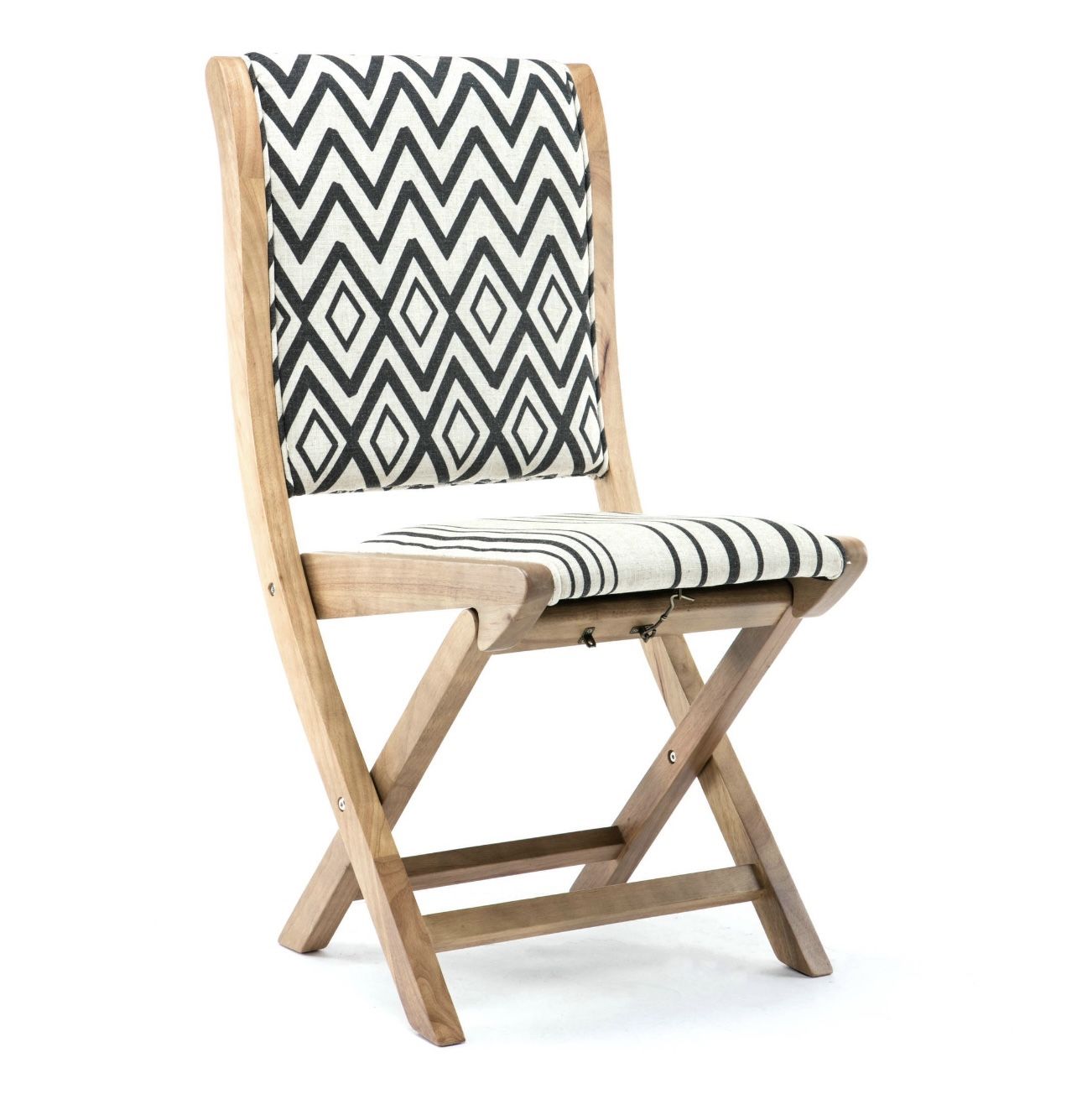 Anthropologie Terai Folding Chair Modern Black White Modern Chevron Stripe LIKE NEW