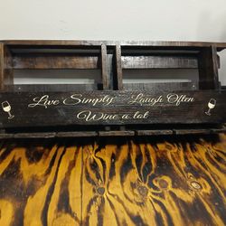 Wooden Wall Or Table Wine Rack.