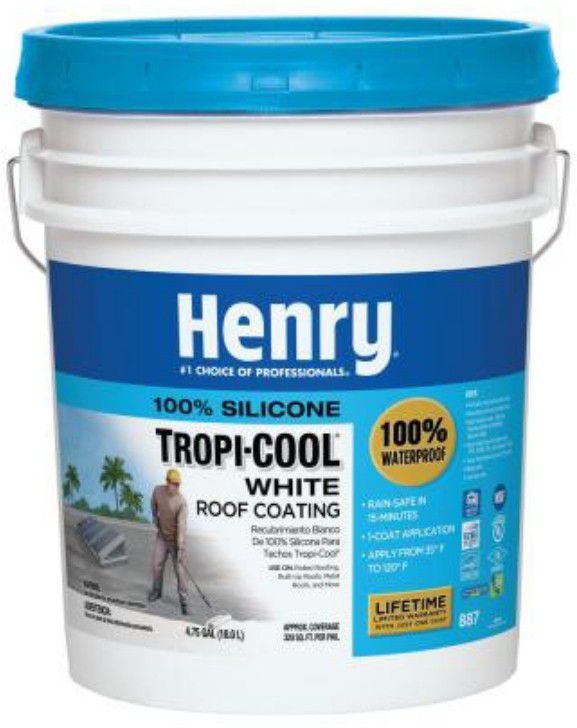 Photo 887 Tropicool 4.75 Gal. White 100 Silicone Reflective Roof Coatingby Henry$230 Retail
