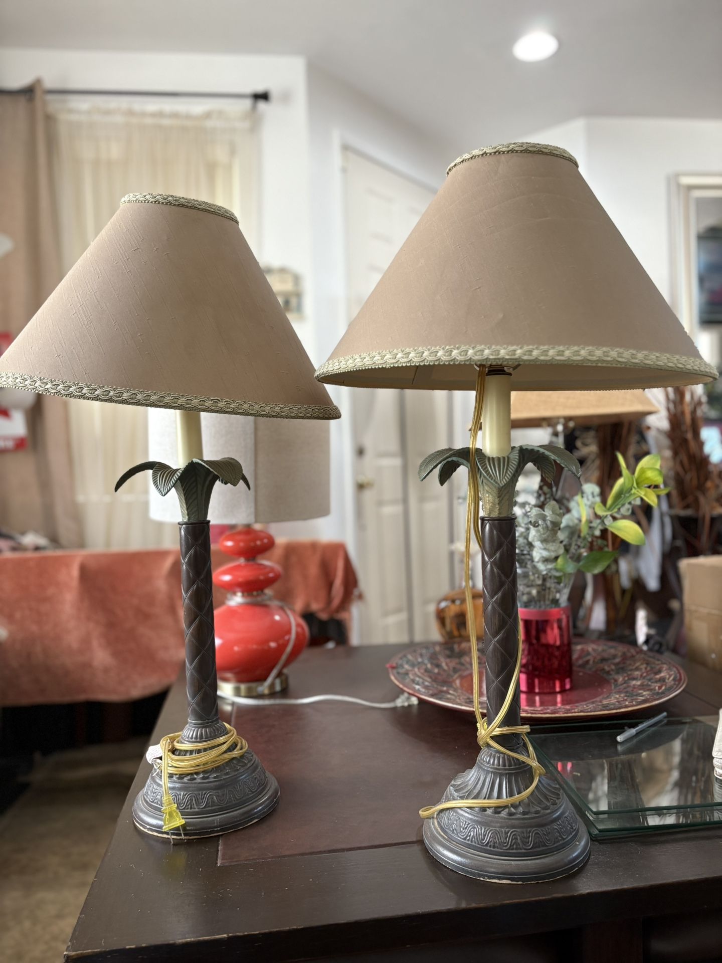 Set of 2 Palm Tree Table Lamps