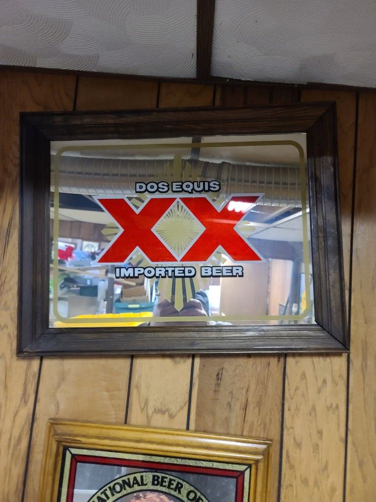 Vintage DOS EQUIS Beer-Imported Man Cave Bar/Pub Mirror