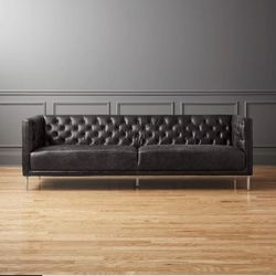 CB2 Savile 92.5" Leather Tufted Sofa