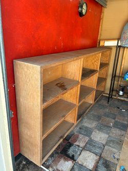 8-Ft Oak Wood Bookcase / Display Shelf