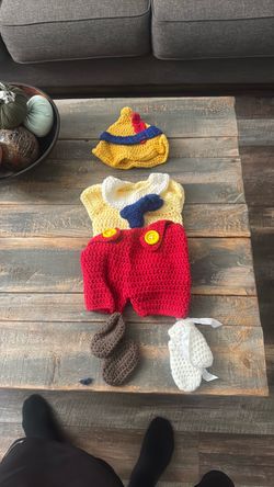 Handmade Crochet Pinocchio Baby Costume Set