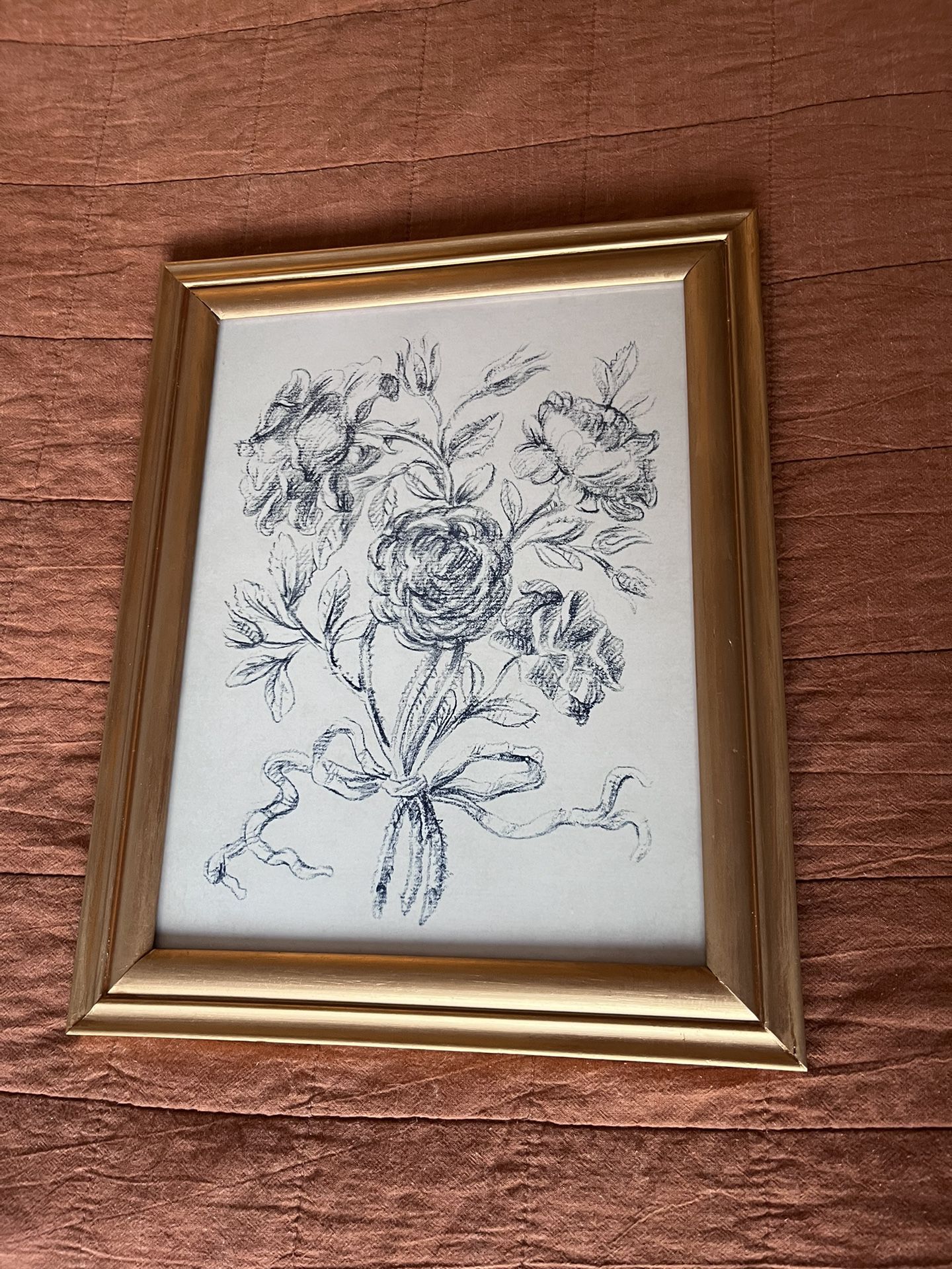 Hand Painted Gold Frame With 2 Prints