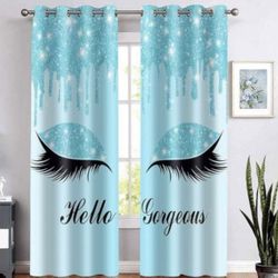 Baby Blue Eyelash Curtains 