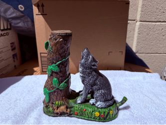 Vintage Cast Iron Wolf Mechanical Coin Bank – Working