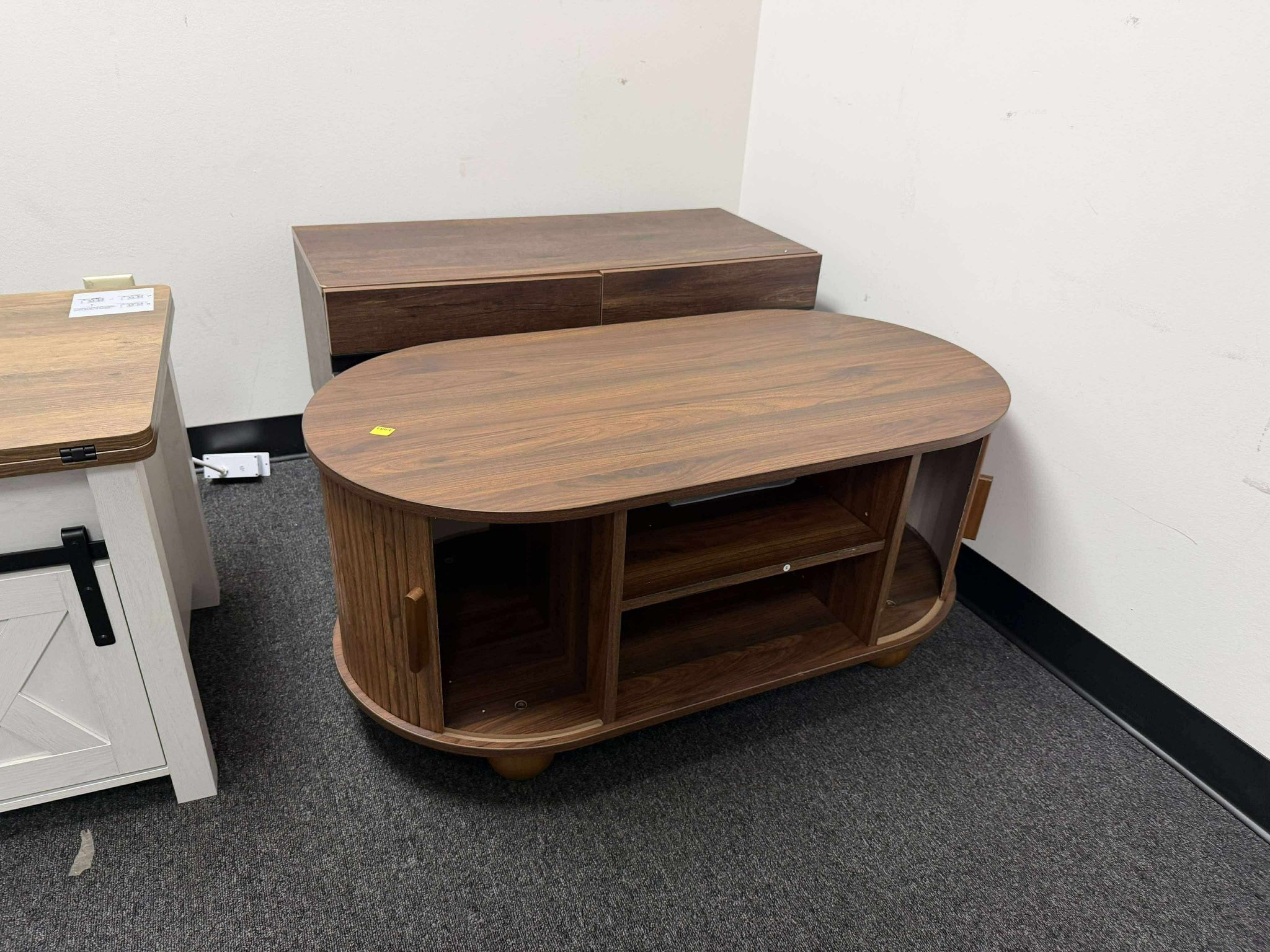 Rectangle Coffee Table, Fluted Coffee Tables for Living Room, Mid-Century Coffee Table