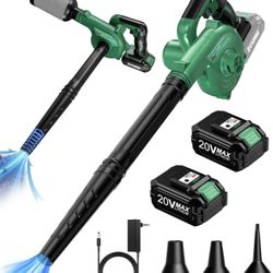 K I M O. Cordless Leaf Blower Vacuum Combo 4 in 1, 3 Nozzles &3 Modes for Inflation & Deflation, Extended Tube & Variable Speed, 20000RPM 150MPH, 2x20