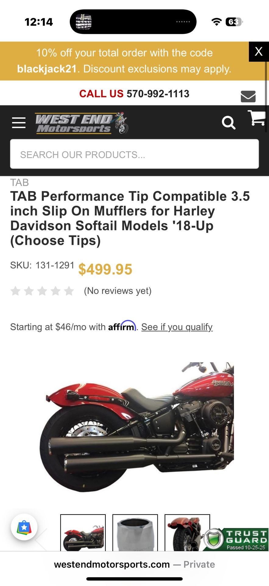 Tab Performance Zombie Muffler For Harley Davidson 