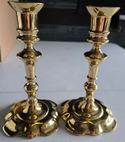 Pair of Polished Brass Candlesticks