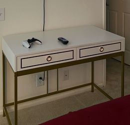 White Desk with Gold Accents